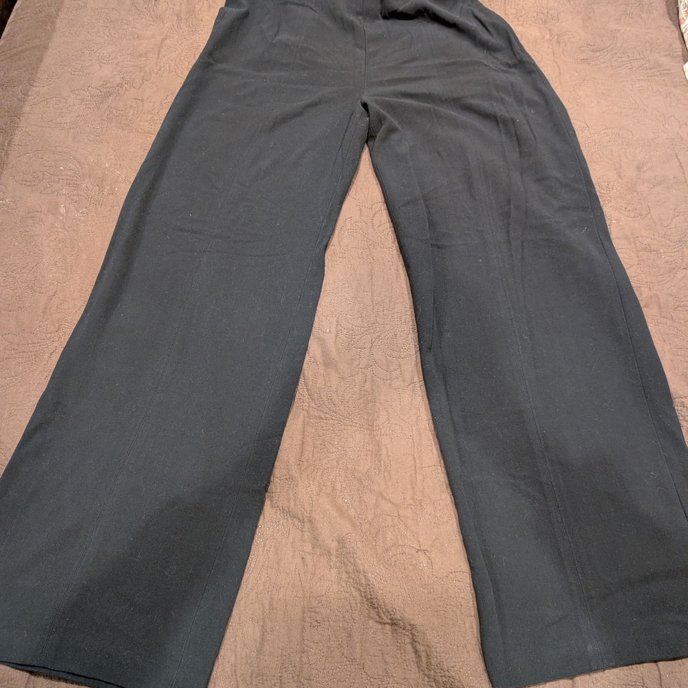 Flaw -Coldwater Creek Black Crepe Wide Leg Dress Holly Fit Pants Sz 18 Tall/Long